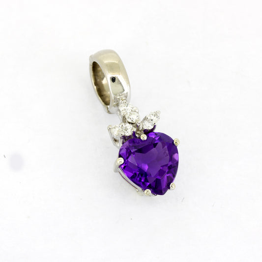 Clips Anhänger 585 Gold 14 Kt - Amethyst Brillanten 0,16 ct - Wert 800,-