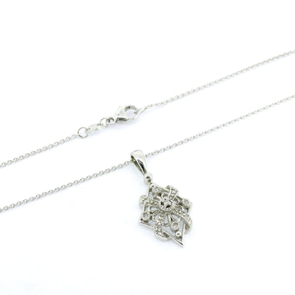 Collier 585 Gold 14 Karat Weißgold Diamanten 0,08 ct 45 cm
