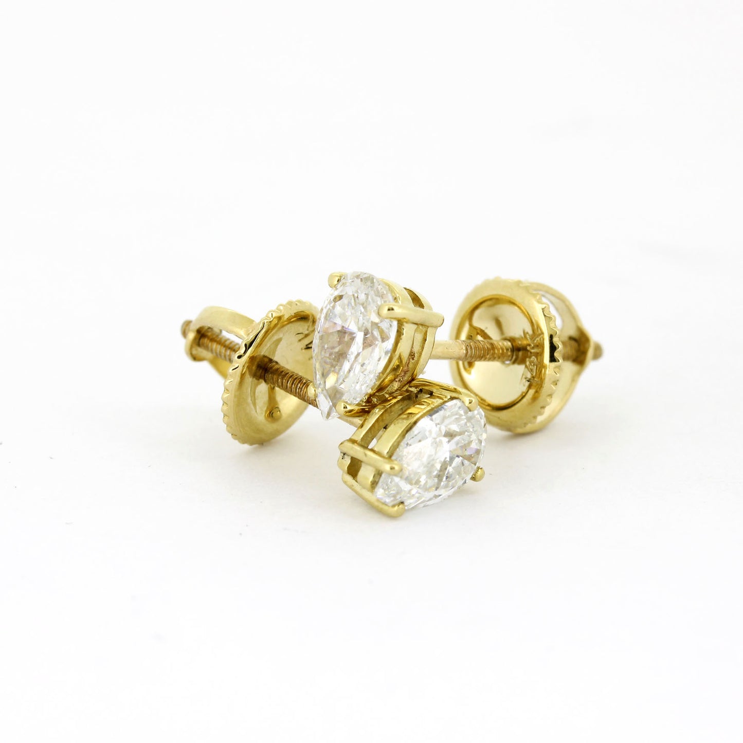 Ohrringe Stecker 585 Gold 14 kt - tropfen Diamant ca. 1,0 ct - Pear cut