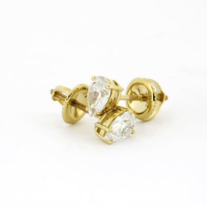 Ohrringe Stecker 585 Gold 14 kt - tropfen Diamant ca. 1,0 ct - Pear cut
