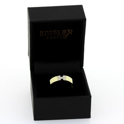 585 Gold Ring Gold Bicolor Brillant 0,03 ct W/SI Gr. 54 massiv- Wert 1100,-