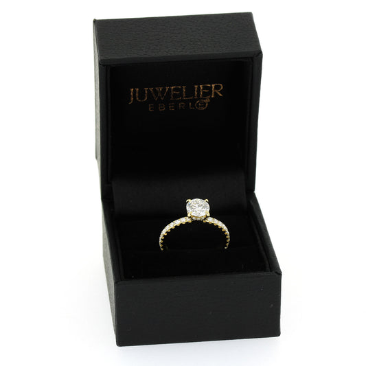 Solitär Verlobungsring 750 Gold 18 kt Gelbgold- IGI 1,03 ct Brillant VS2