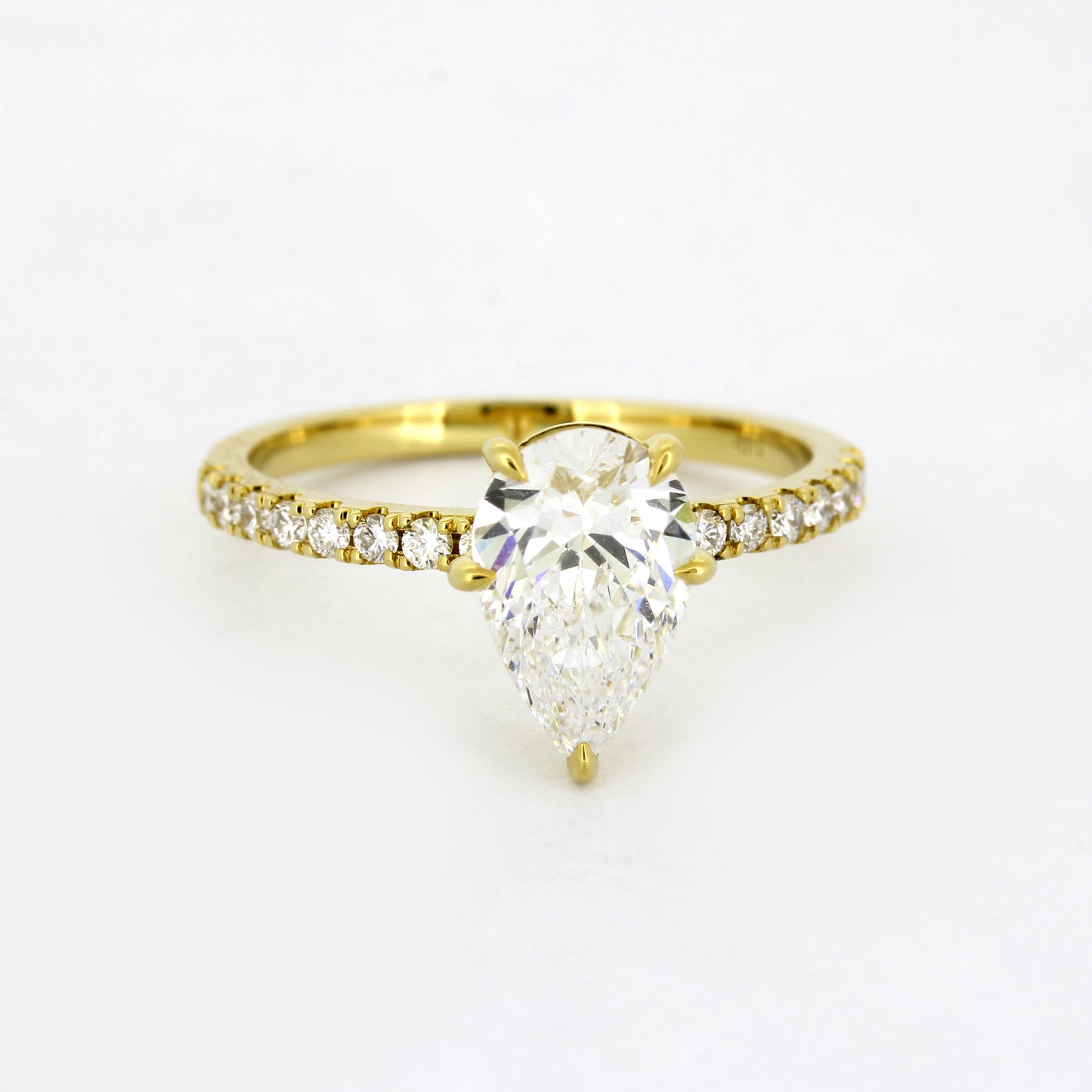 Ring 585 Gold 14 kt Gold - 1,50 ct Diamant tropfen VVS - CVD Labor Diamant