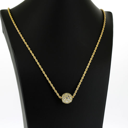 Kette mit Anhänger 585 Gold - Kugel mit Zirkonia 14 kt - Wert 1950,-