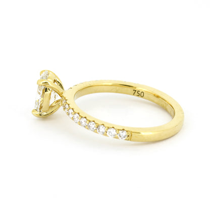 Solitär Verlobungsring 585 Gold 14 kt Gelbgold - IGI 1,01 ct oval Brillant VS2 - CVD Labor Diamant