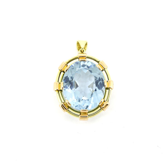 Anhänger 585 Gold 14 Kt Gelbgold und Rotgold - Blautopas - Wert 1460,-