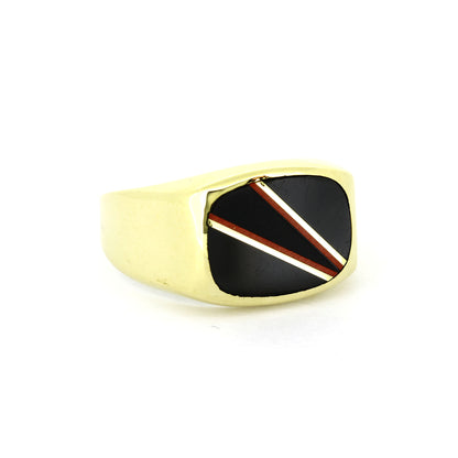 Ring 333 Gold Siegelring 8 Kt Gelbgold - Onyx - Wert 340,-
