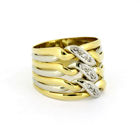 Ring 750 Gold 18 Kt tricolor - mit Diamanten - Wert 1300,-