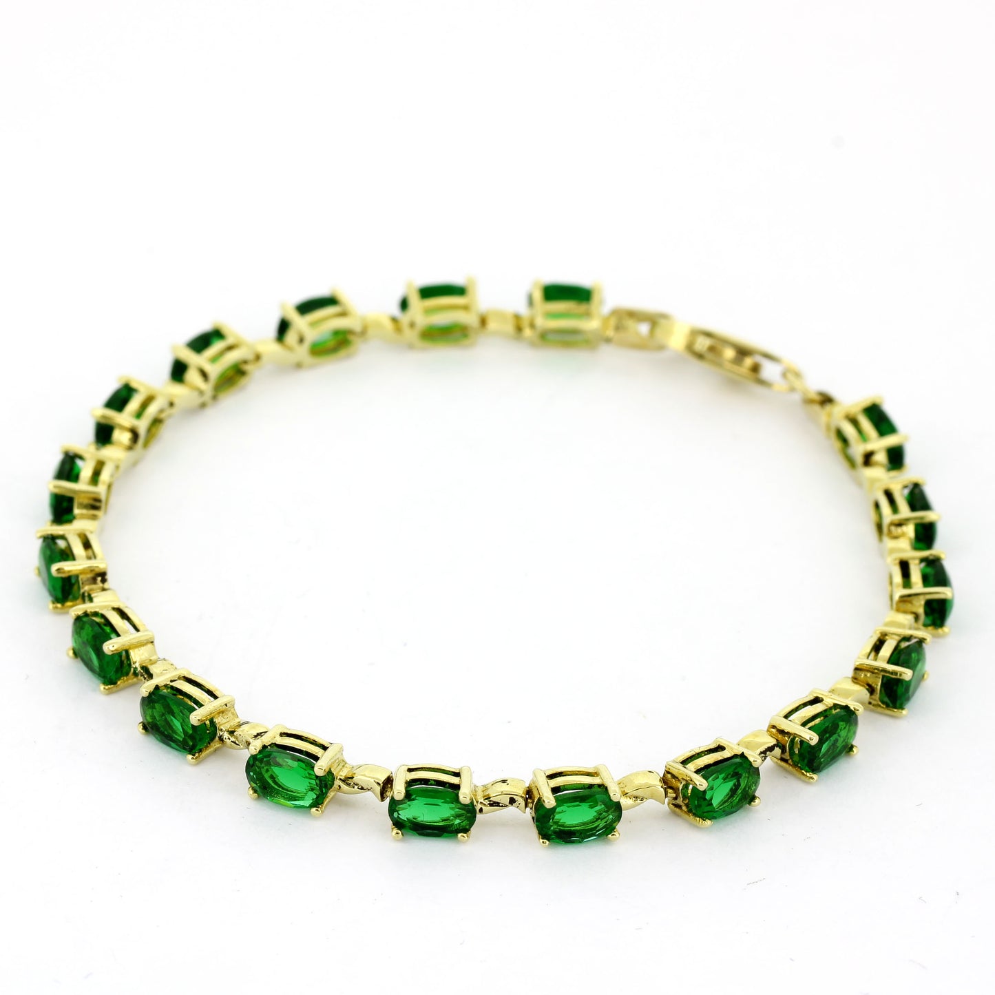 Armband 585 Gold 14 kt - 19,5 cm lang - Grüne Zirkonia - Wert 1500,-