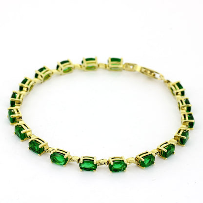 Armband 585 Gold 14 kt - 19,5 cm lang - Grüne Zirkonia - Wert 1500,-