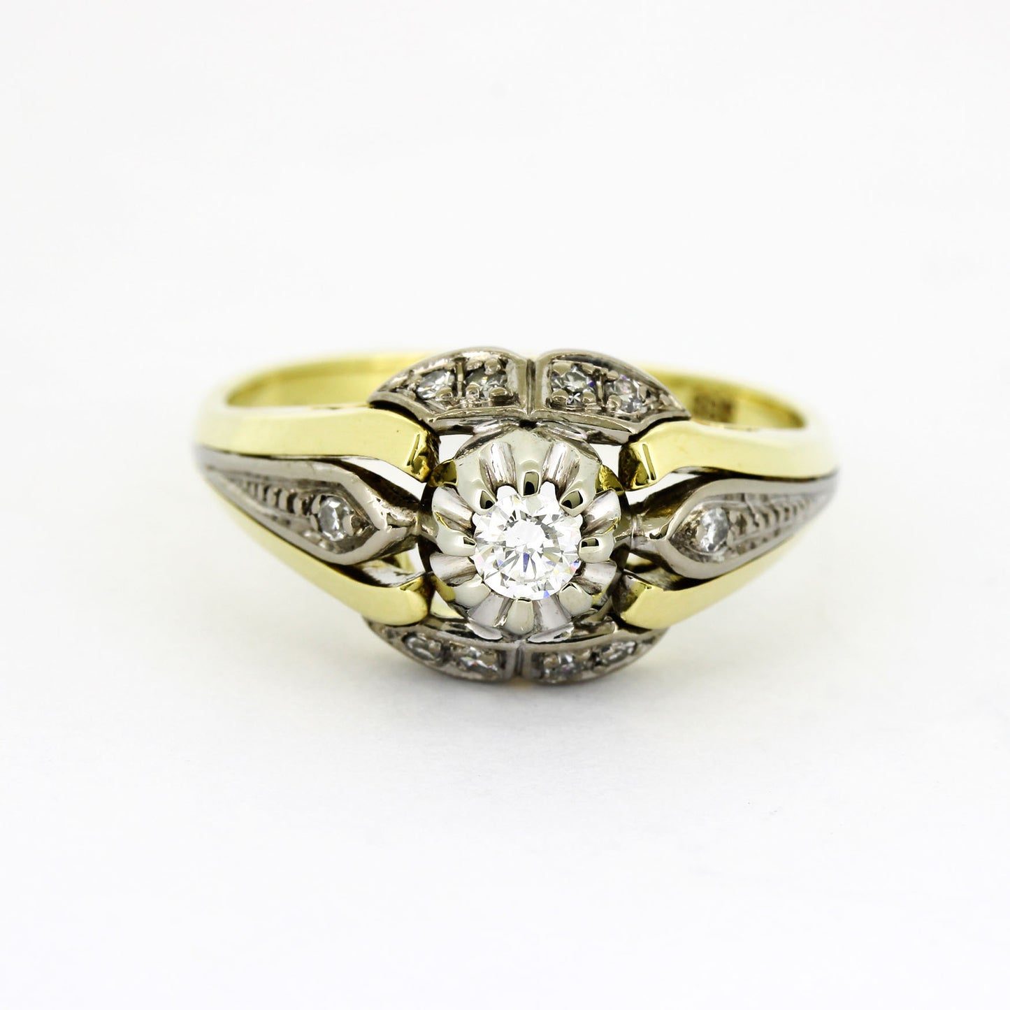 Ring 585 Gelb- & Weißgold – Brillant ca. 0,12 ct TW/VS + 0,05 ct - G58
