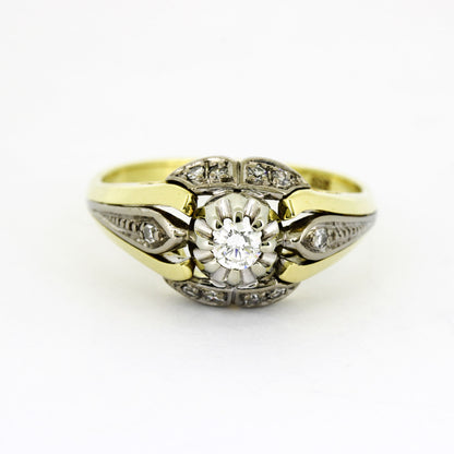 Ring 585 Gelb- & Weißgold – Brillant ca. 0,12 ct TW/VS + 0,05 ct - G58