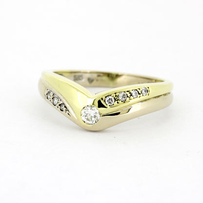 Ring 585 Gold 14 kt bicolor - 0,12 ct Brillanten W/SI - Wert 750,-