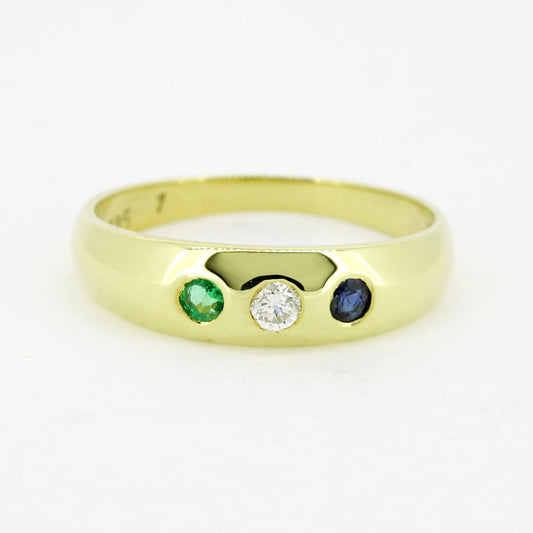 Ring 585 Gold 14 Karat Gelbgold Smaragd, Saphir, Brillant - Wert 700,-