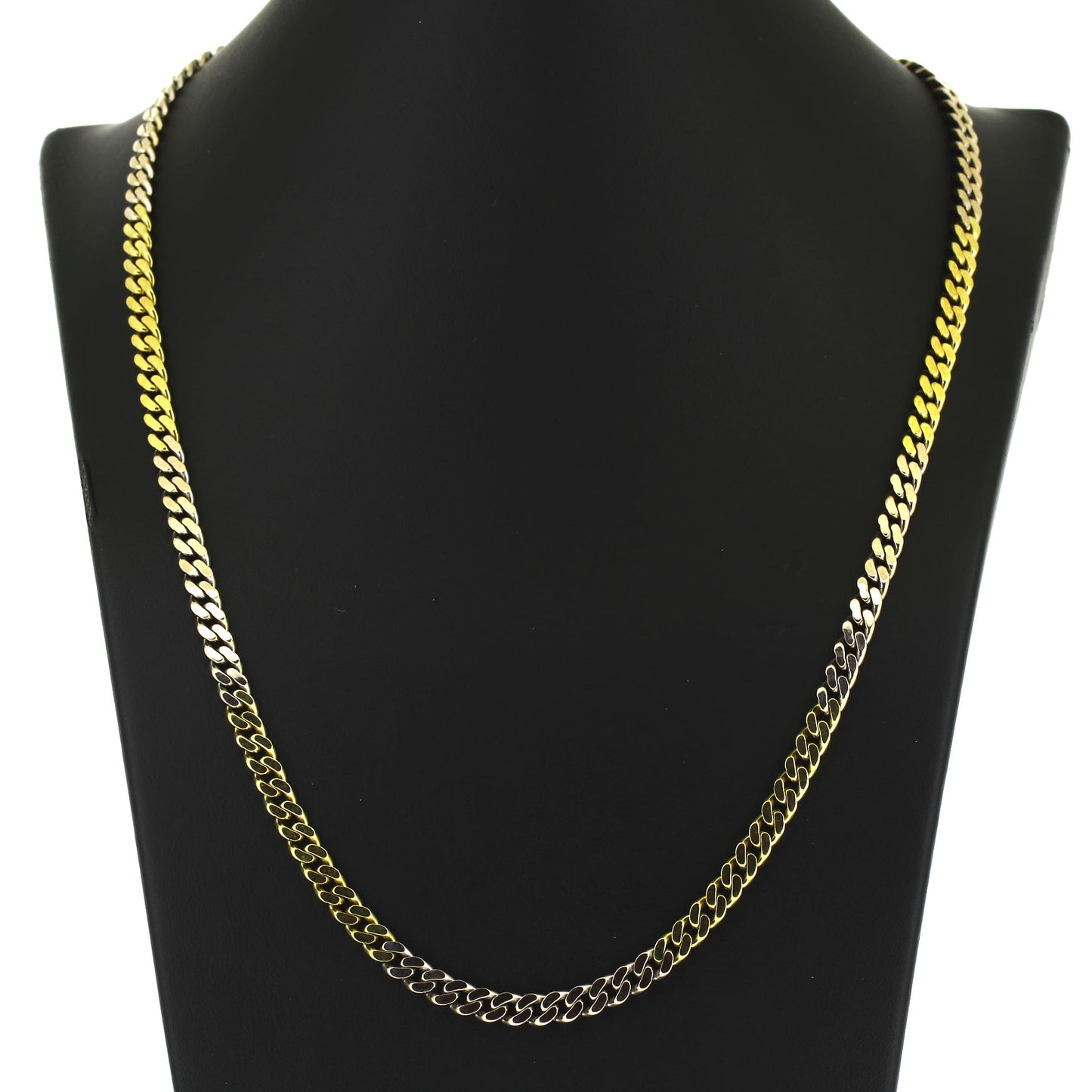 Panzer Kette 333 Gold 8 kt bicolor - 51 cm lang -  Breite 5 mm