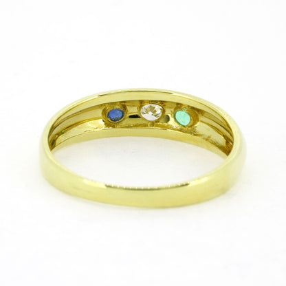 Ring 585 Gold 14 Karat Gelbgold Smaragd, Saphir, Brillant - Wert 700,-