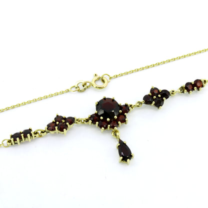 333 Gold Collier Granat Kette 45 cm Gelbgold 5,72 g klassisch - Wert 650,-
