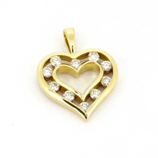 Gold Herz Anhänger 750 Gelbgold Brillant 0,60 ct TW/VS Schmuck - Wert 2180,-