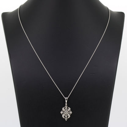 Collier 585 Gold 14 Karat Weißgold Diamanten 0,08 ct 45 cm