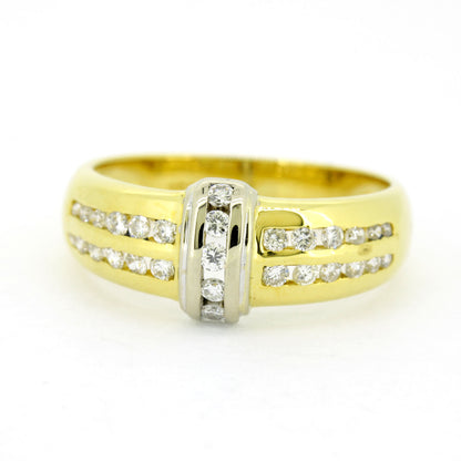 Ring 750 Gold 18 Karat Bicolor Brillanten 0,24 ct TW/SI