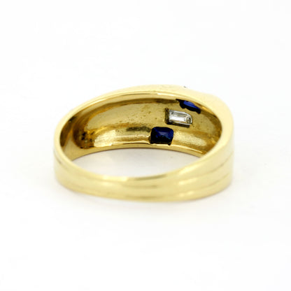 Ring 750 Gelbgold 18 Kt mit Diamant Baguette Schliff & Saphiren - Wert 1380,-