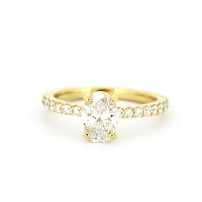 Solitär Verlobungsring 585 Gold 14 kt Gelbgold - IGI 1,01 ct oval Brillant VS2 - CVD Labor Diamant