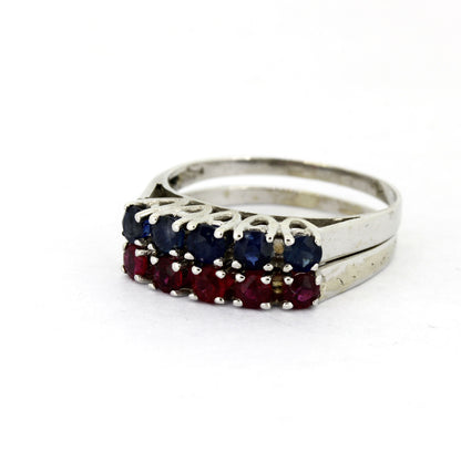 Zwei Ringe 585 Gold 14 kt Weißgold - Saphire & Rubine - Wert 540,-