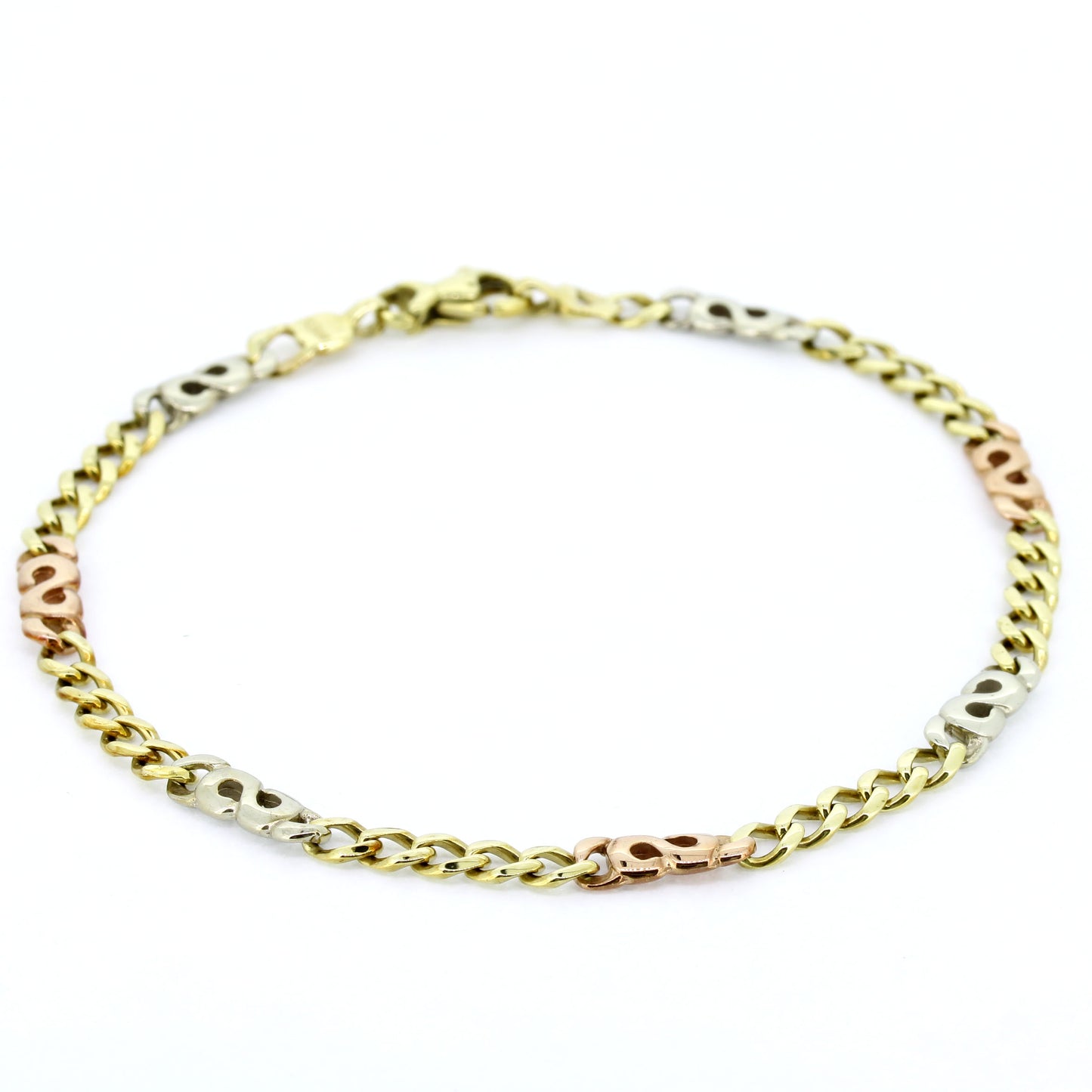 Armband 333 Gold 8 Karat Tricolor 20 cm lang