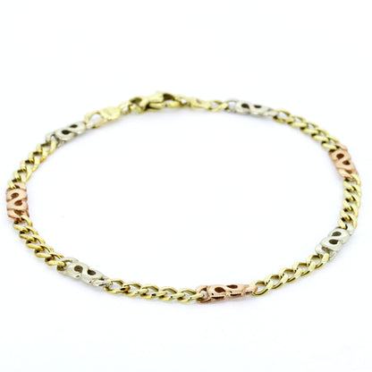 Armband 333 Gold 8 Karat Tricolor 20 cm lang