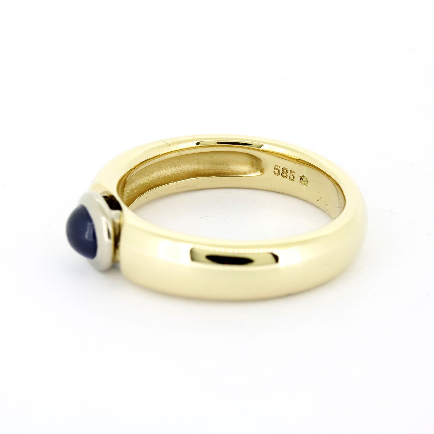 Ring 585 Gold 14 Kt bicolor massiv - Saphir Cabochon - Wert 2700,-
