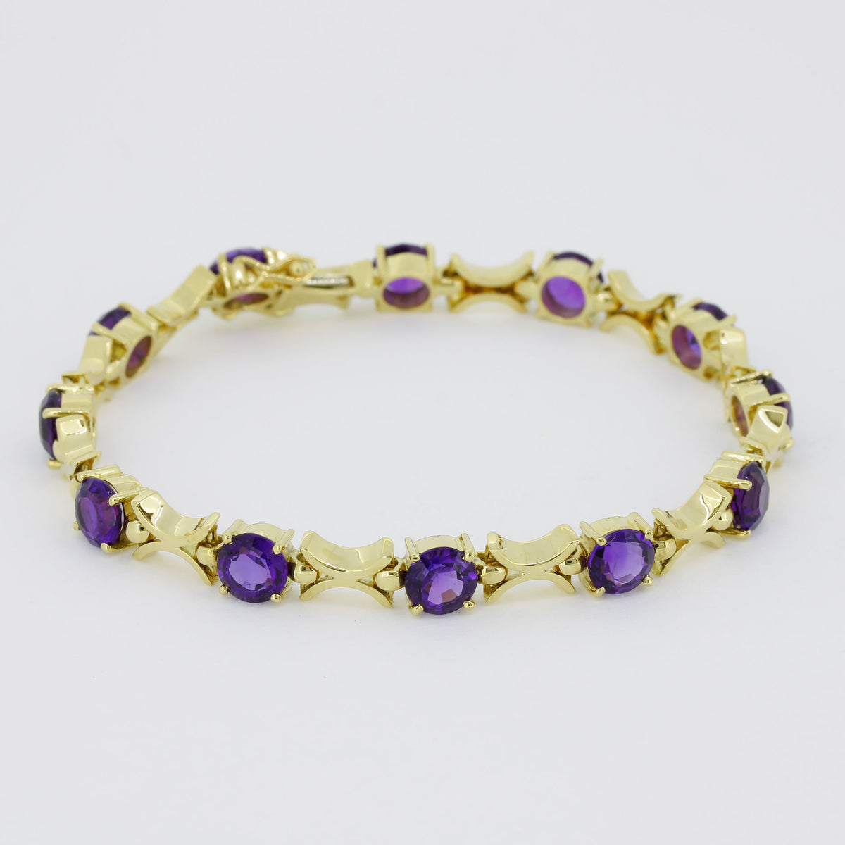 Armband 750 Gold 18 Karat Gelbgold Amethyst ca. 7 ct 18,5 cm