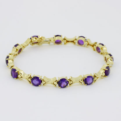 Armband 750 Gold 18 Karat Gelbgold Amethyst ca. 7 ct 18,5 cm