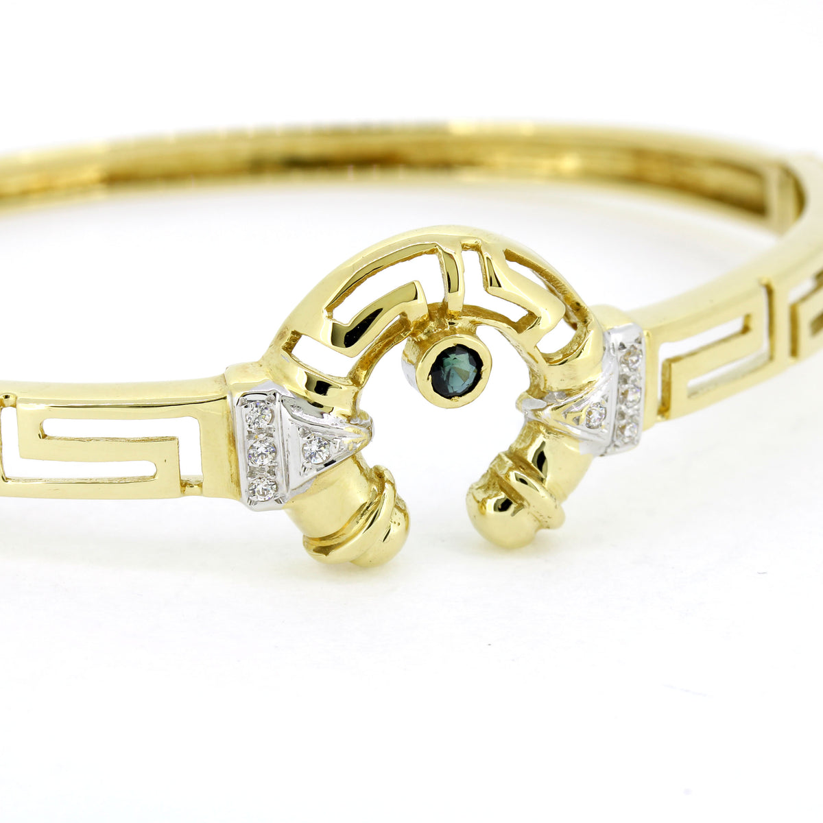 Armreif 585 Gold 14 Karat Gelbgold Saphir und Zirkonia - Wert 3750,-