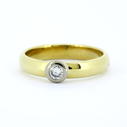 Ring 585 Gold 14 Kt bicolor - Brillant 0,10 ct WSI - Wert 960,-