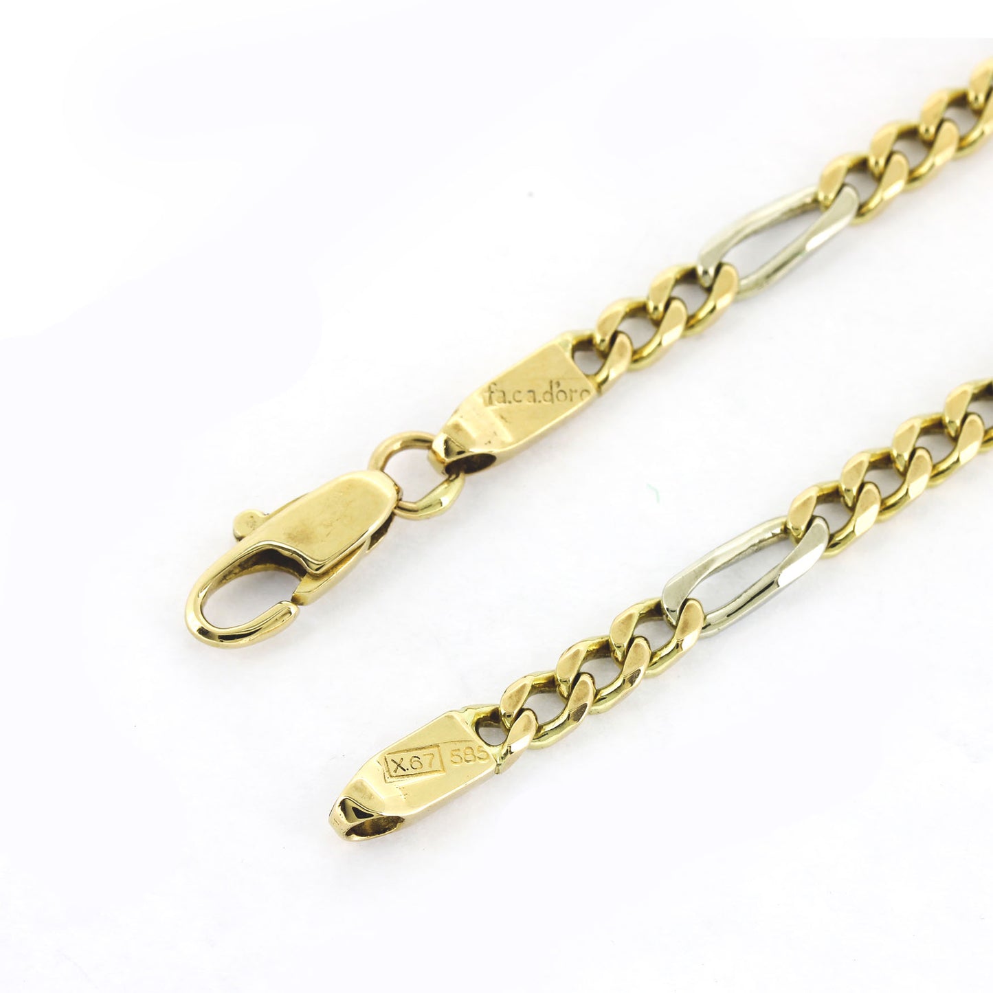 Armband Figaro 585 Gold 14 kt bicolor – 19 cm – Breite 3,8 mm - Wert 2140,-