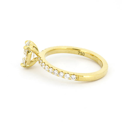 Solitär Verlobungsring 585 Gold 14 kt Gelbgold - IGI 1,01 ct oval Brillant VS2 - CVD Labor Diamant