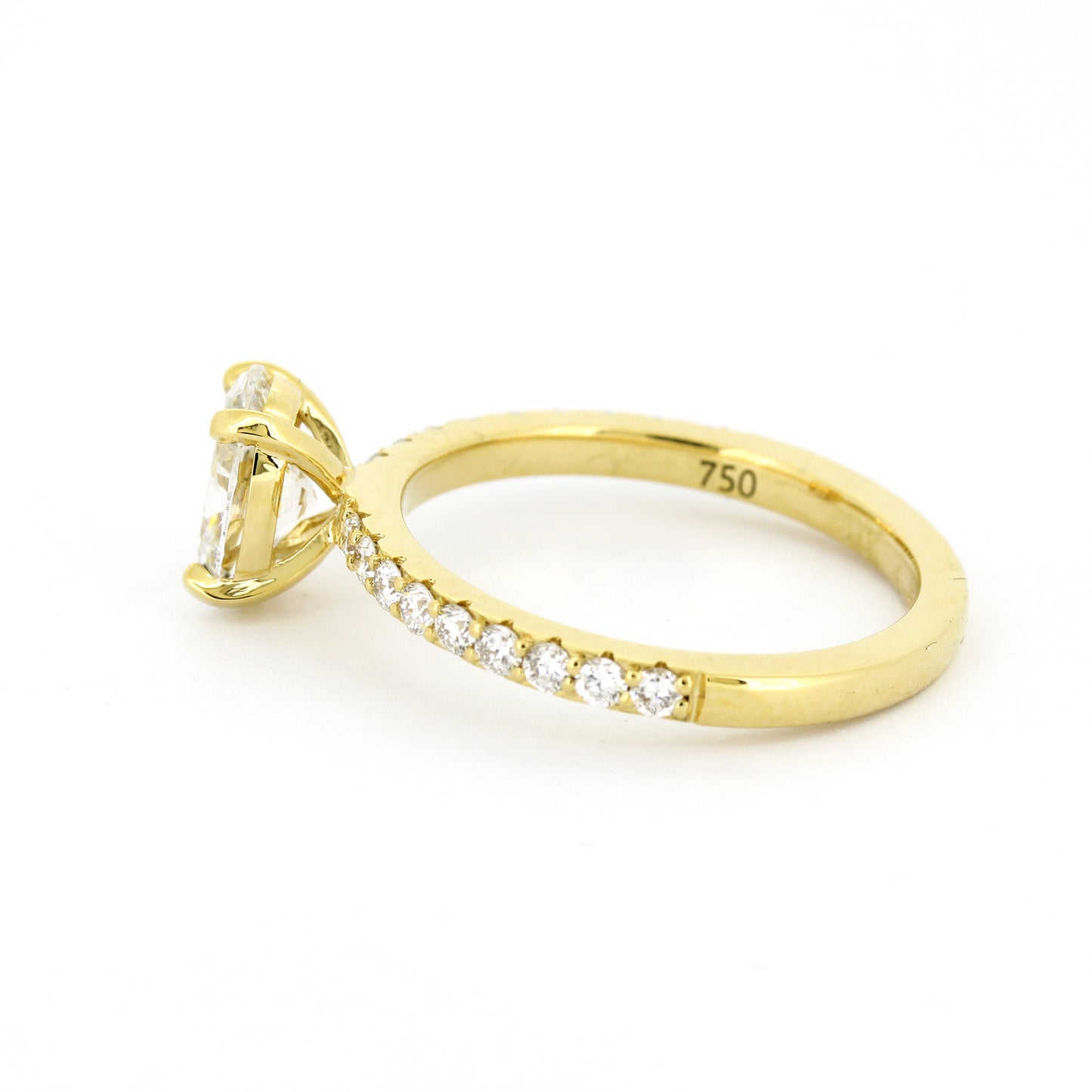 Verlobungsring 750 Gold 18 kt Gelbgold - oval Brillant 1,01 ct IGI VS2
