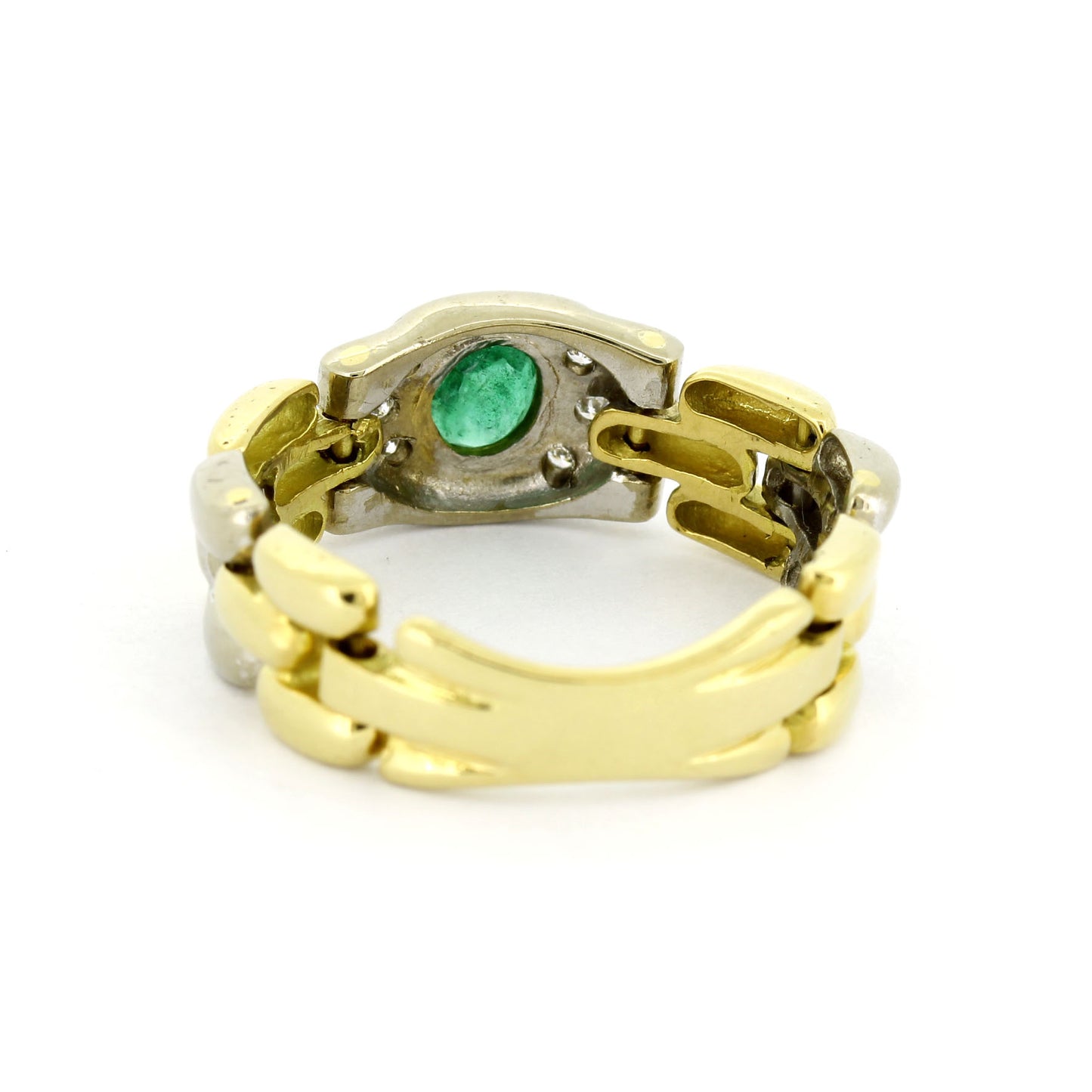 Glieder Bandring 585 Gold 14 Kt mit Smaragd & Diamanten - Wert 1200,-