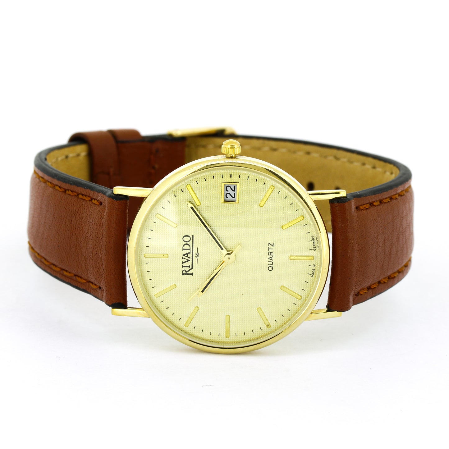 Rivado Herren Armbanduhr 14kt Gold ca. 1985 Quarz Vintage