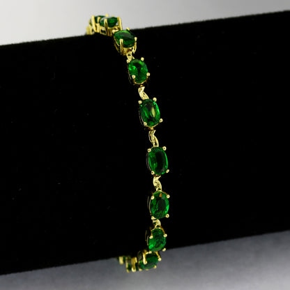 Armband 585 Gold 14 kt - 19,5 cm lang - Grüne Zirkonia - Wert 1500,-