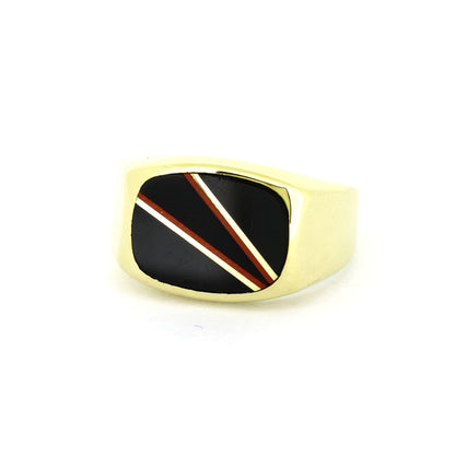 Ring 333 Gold Siegelring 8 Kt Gelbgold - Onyx - Wert 340,-