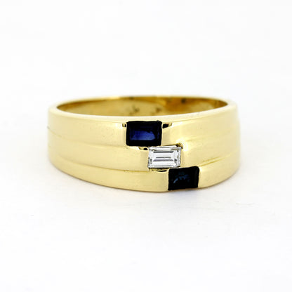 Ring 750 Gelbgold 18 Kt mit Diamant Baguette Schliff & Saphiren - Wert 1380,-