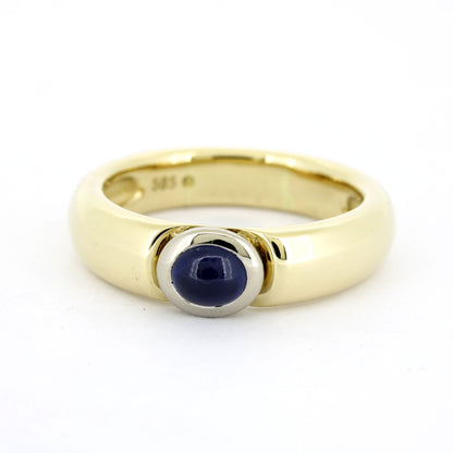 Ring 585 Gold 14 Kt bicolor massiv - Saphir Cabochon - Wert 2700,-