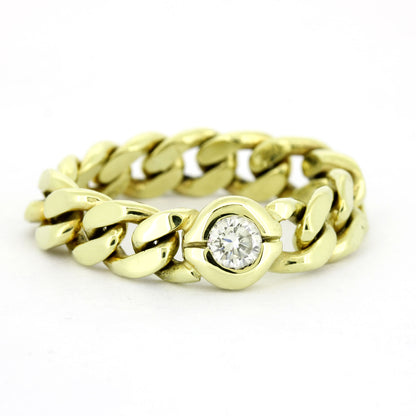 Panzer Ring 585 Gold 14 Kt mit Diamanten 0,20 ct W/SI - Wert 1500,-