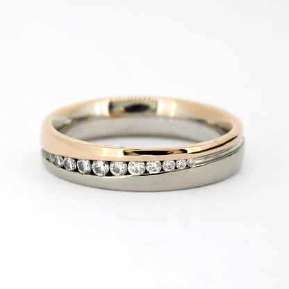 Ring 585 Gold 14 Karat Bicolor Brillanten 0,20 ct Gr. 53