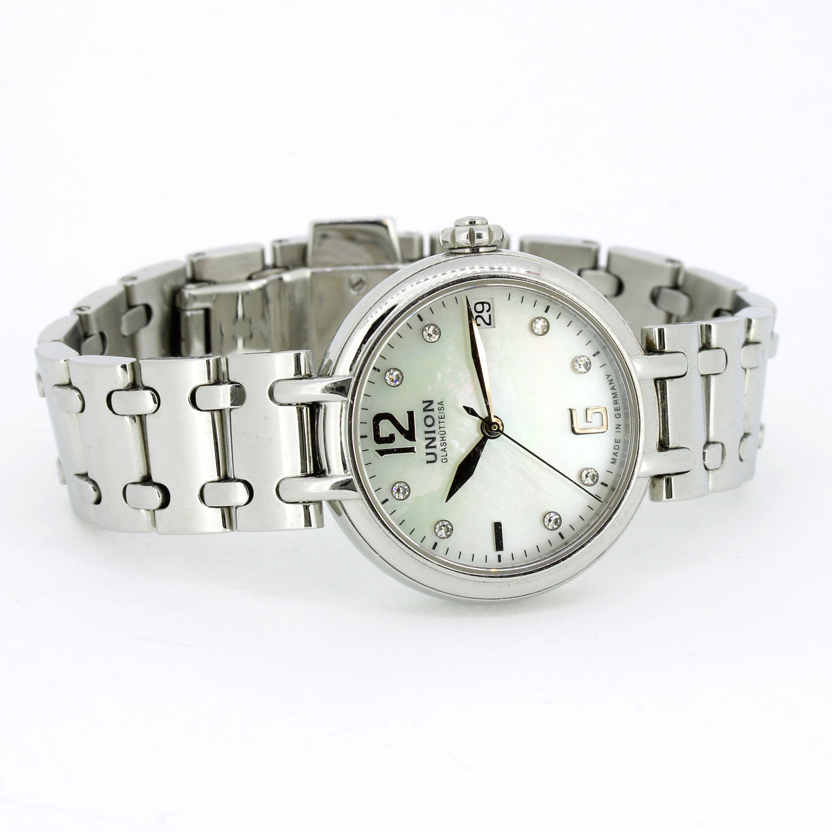 Union Glashütte Sirona Datum – Automatik Damenuhr Edelstahl mit Diamanten