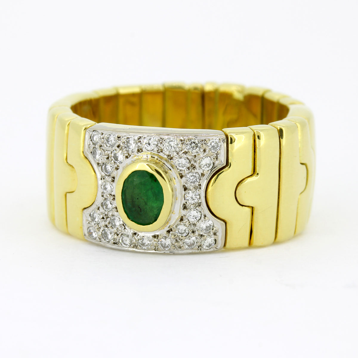 Ring 750 Gold 18 Karat Bicolor Smaragd, Diamanten 0,30 ct - Wert 4600,-