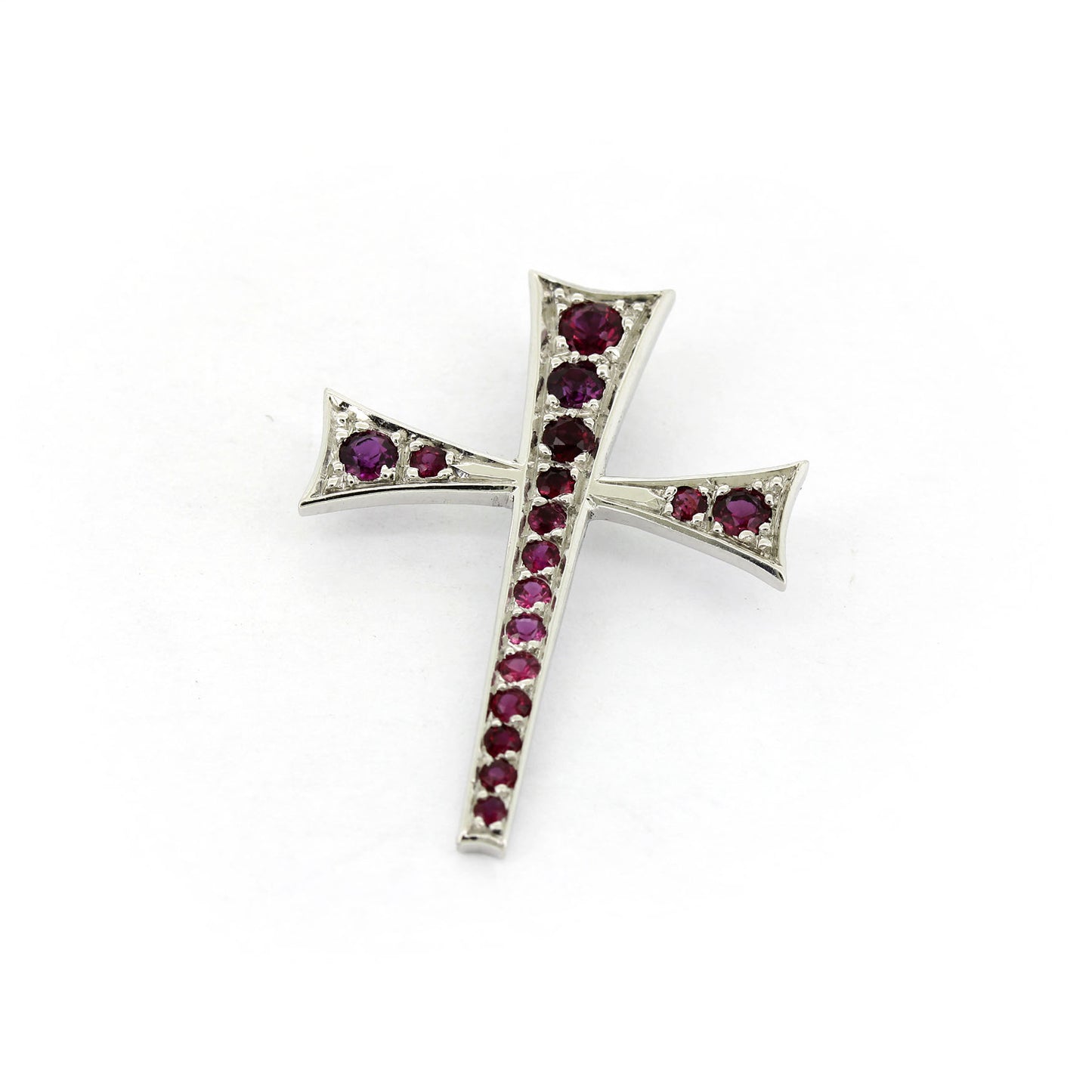 Kreuz Anhänger 585 Gold 14 kt Weißgold - Rubine