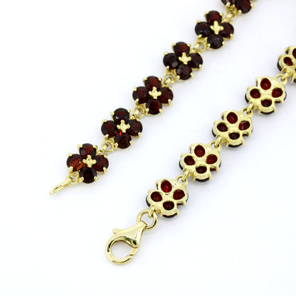 585 Gold Armband Granat 17,5 cm 11,34 g Gelbgold Granatschmuck- Wert 2160,-