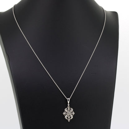 Collier 585 Gold 14 Karat Weißgold Diamanten 0,08 ct 45 cm